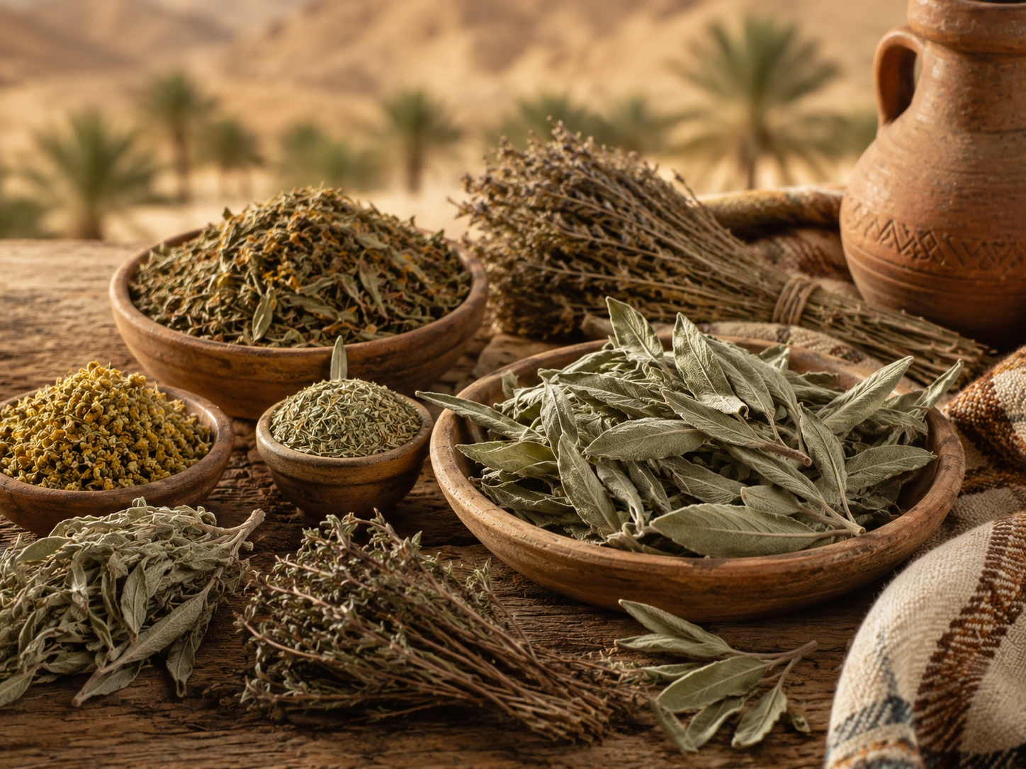 تشكيلة من المرمرية والأعشاب السيناوية المجففة